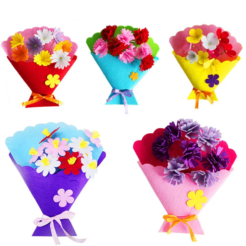 

21*23cm DIY Creative Holding Flowers Kindergarten Handmade Decoration Prop Puzzle Assemble Building Construction Toys Girl Gift