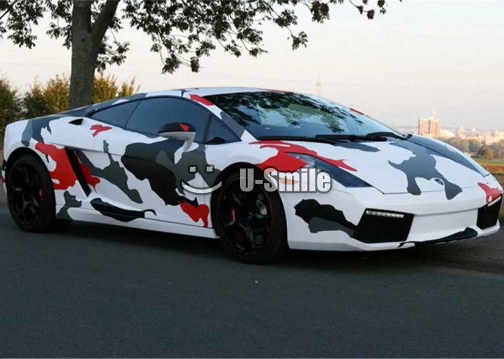 Jumbo Rouge Camo Vinyle De Voiture Wrap Elite Rouge Jumbo Arctique