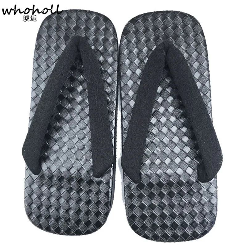 

WHOHOLL Orginal Geta(not Wooden) Male Japanese-style Clogs PU EVA Home Slippers Cosplay Flip-flop Couples Thick-bottomed Sandals
