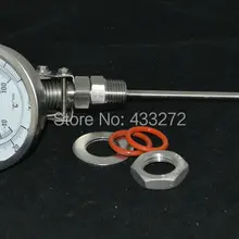 Бесшовный биметаллический регулируемый термометр комплект " лицо и 4" зонд, 1/" мnpt, 0~ 220F градусов