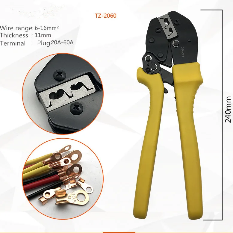 Comprar 2,5 16MM2 conector de cobre pestañas terminales Crimper herramienta de prensado profesional para conector de cobre