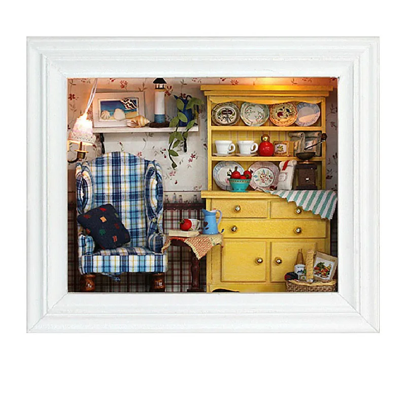 

Cute Families House DIY Mini Miniature Scene Photo Frame Handmade Gift Nordic Style Kids Decoration Juguetes Brinquedos