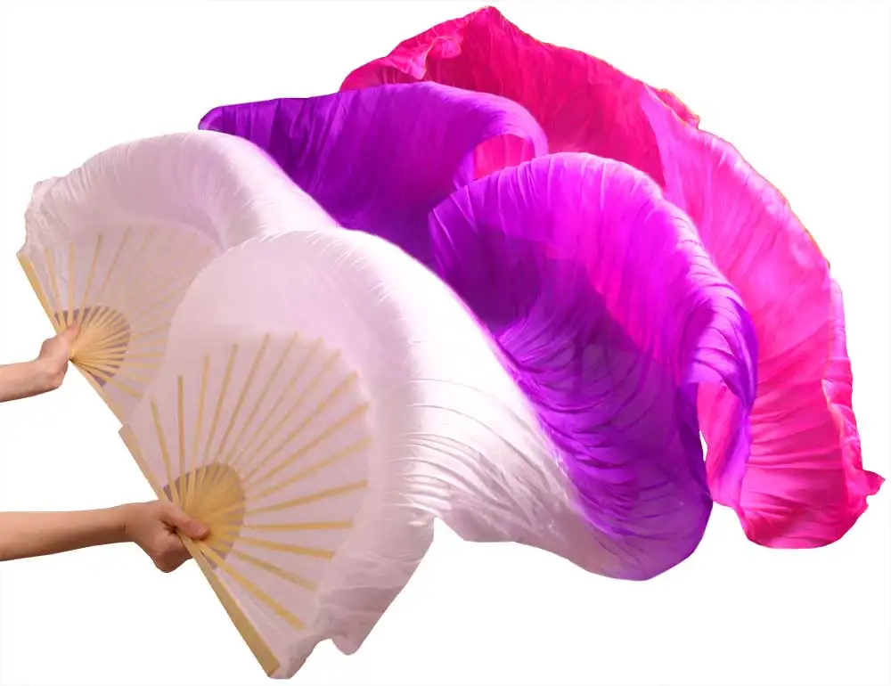 Женские высококачественные китайские шелковые платок из натурального шелка ручной работы, вентиляторы для танца живота,, размер и цвет могут быть настроены - Цвет: As picture