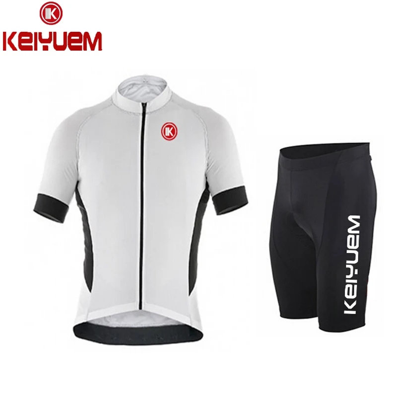 

KEIYUEM K Men Women Short Sleeve Cycling Jersey White Bicycle Bike Sportswear Cycling Clothing Sets Maillot Cycling Jerseys Set