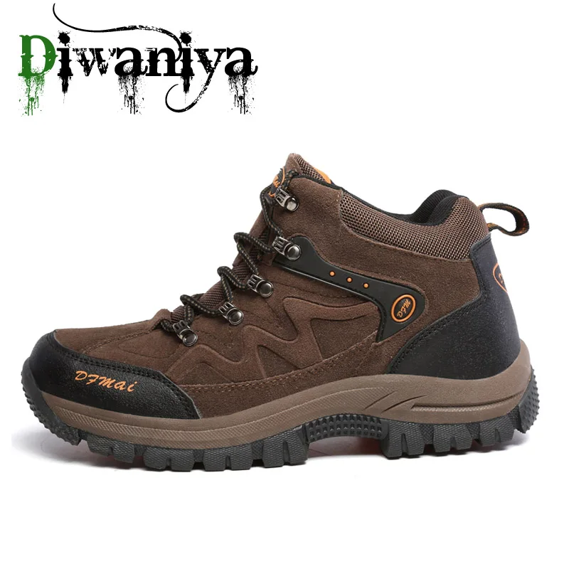 Брендовые мужские походные ботинки высокого качества, обувь для пары, треккинговые ботинки, профессиональная горная прогулка, для тренировок, для занятий спортом на открытом воздухе, размеры 36-48 - Цвет: Brown