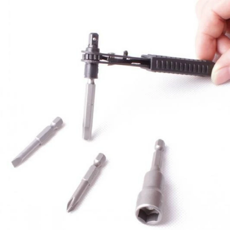 

6.35cm Socket Black Mini 1/4" Ratchet Wrench Screwdriver Socket Wrench Rods Quick Release Professional Hand Tools Rini Ratchet