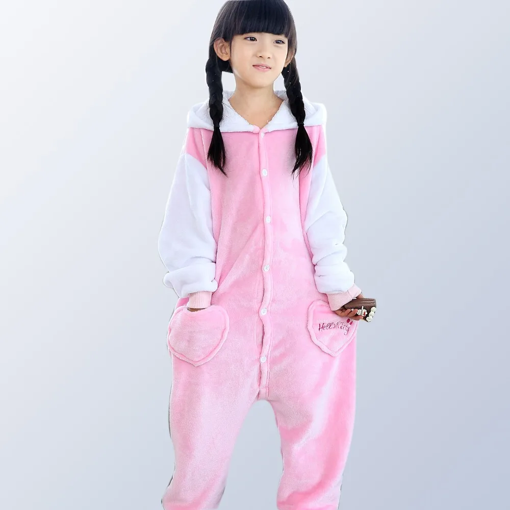 

Kids Pajamas for Boys Girls Hello Kitty Pajamas Children Flannel Baby Boy Girl Warm Cartoon Onesie Sleepwear for 4 12 years