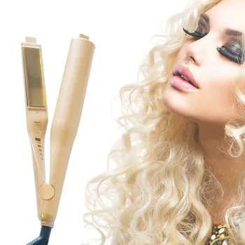 

2 in 1adjustable temperature wet and dry dual-use ceramic golden automatic hair curler fluffy wave straight hair oblique splint