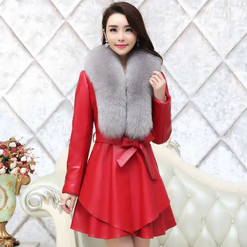 Новая зимняя Женская куртка-пуховик с искусственным мехом, большие размеры, верхняя одежда для беременных, теплая одежда - Цвет: red down jacket