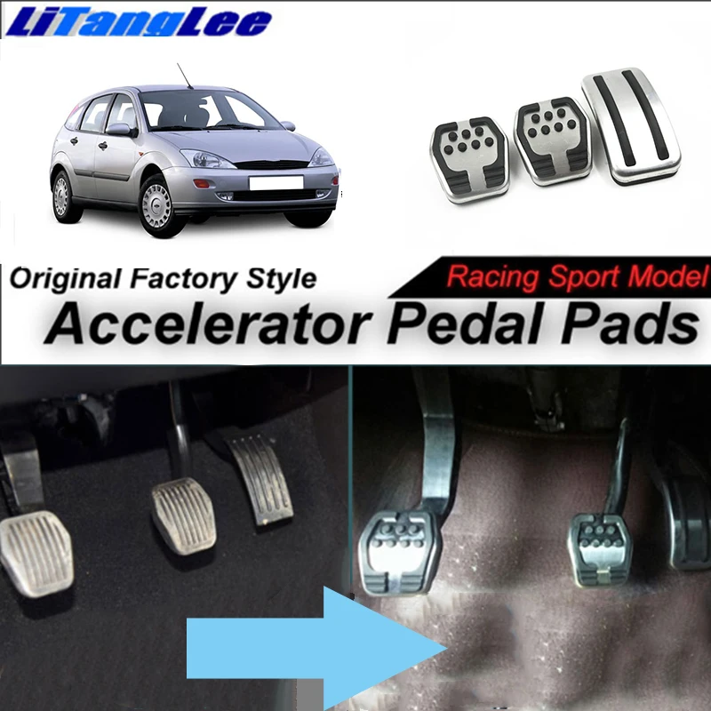 

LitangLee Car Accelerator Pedal Pad Cover Foot Throttle Pedal Cover Sport Racing Model For Ford For Focus MK1 1998~2004 MT