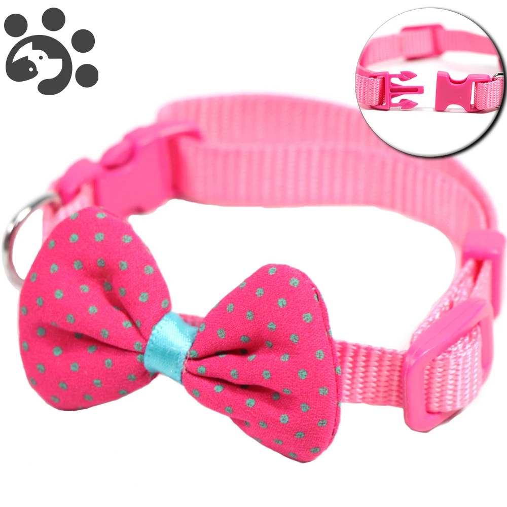 

Pink Bowknot Dog Collar Necklace for Cat Puppy Kitten Adjustable Nylon Collars for Small Dogs Pets Accessories Chihuahua MP0046