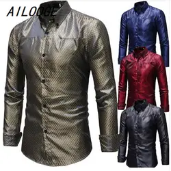 Ailooge Мужская Мода Повседневное рубашка в клетку с длинным рукавом Тонкий Для мужчин социальной Бизнес брендовая Мужская одежда мягкие и