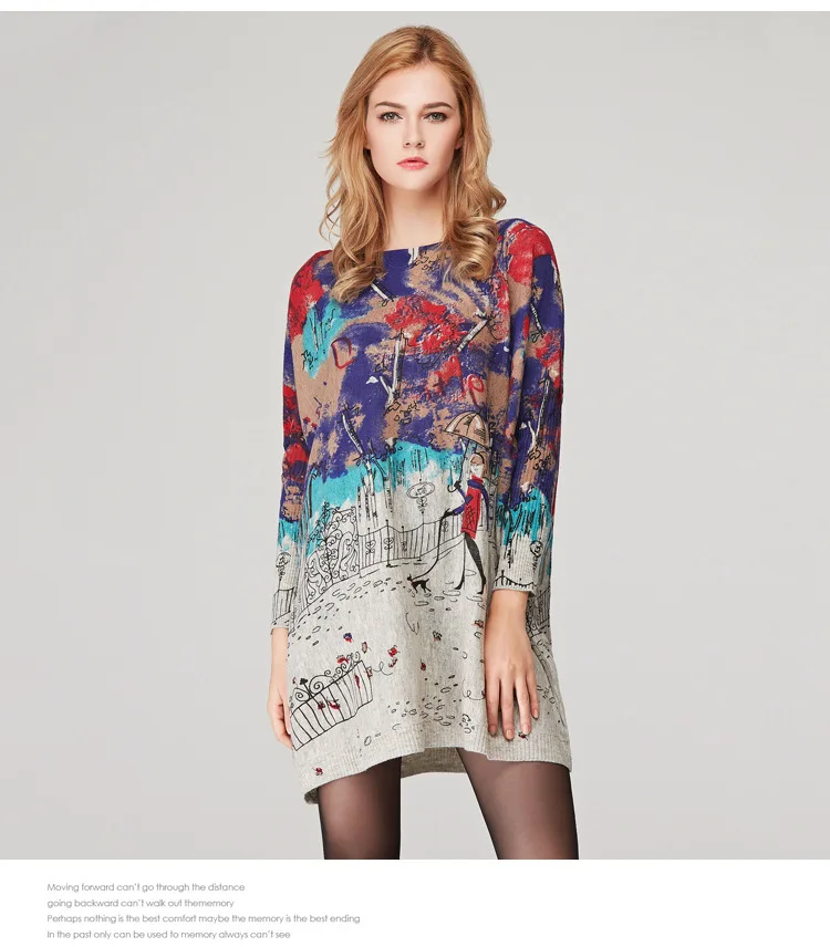 Autumn new European and American fat mm large size women sweater loose printed hedging womens sweaters (4)