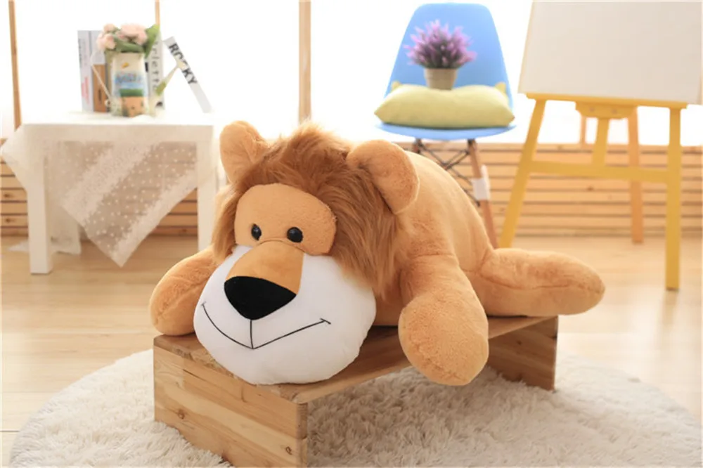 Fancytrader Pop Soft Forest Animal Plush Toy Lying Lion Elephant Tiger Horse Stuffed Doll Kids Play Toy Baby Gift16