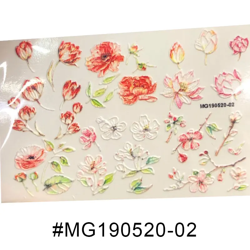 

3D nail decal Floral water transfer Fashion sticker Nail wraps 3 d slide nail art#3D0029