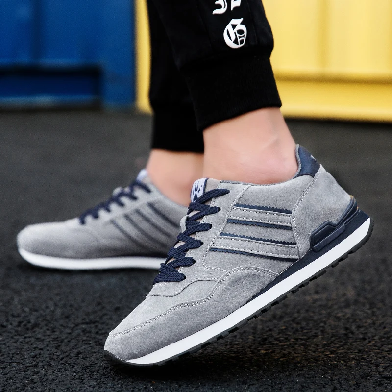 Sneakers men shoes Men's Autumn suede waterproof moccasins Antiskid Rubber shoes pigskin genuine leather pu walking casual shoes