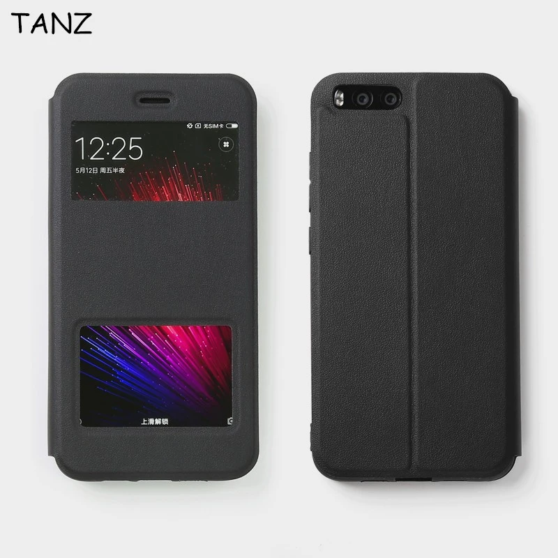 

TANZ For XiaoMi 6 mi6 mi 6 NEW Smart Luxury View Window Flip Leather & Silicone Back Cover Coque for xiomi