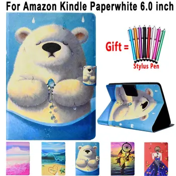 

Premium Leather Painted Case with Soft Silicon Cover for Amazon Kindle Paperwhite 1 2 3 6.0 2015 6th Coque Capa Funda