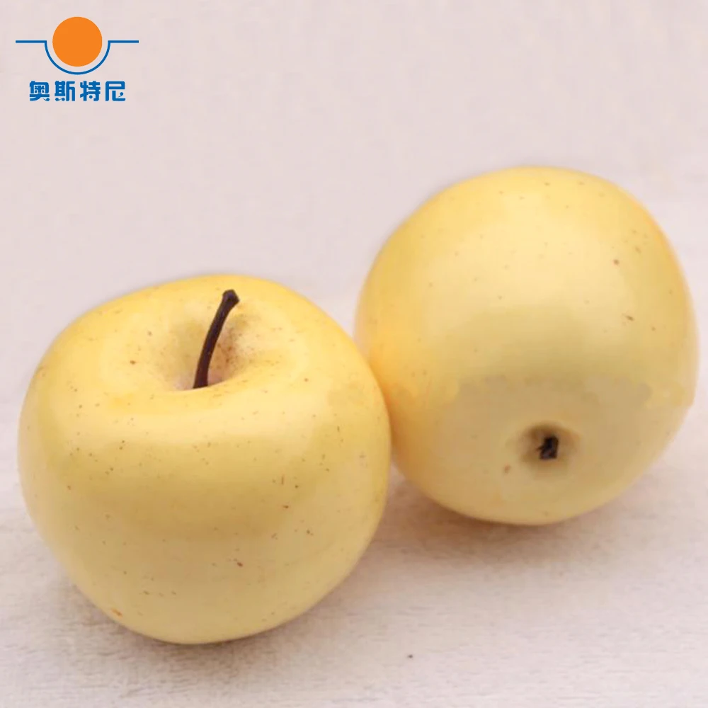 10pcs 8cm size artificial fruit Plastic Fake Fruit artifical Yellow apple&artificial plastic