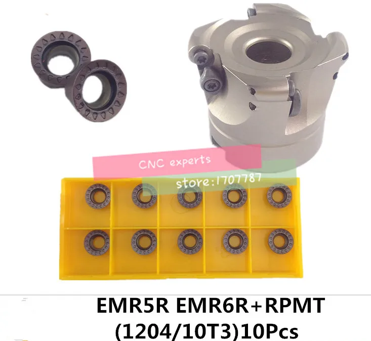 

new 1PCS EMR6R 50-22-4T/EMR6R 63-22-4T and 10pcs RPMT1204 insert face mill milling cutter cnc milling tools for round inserts