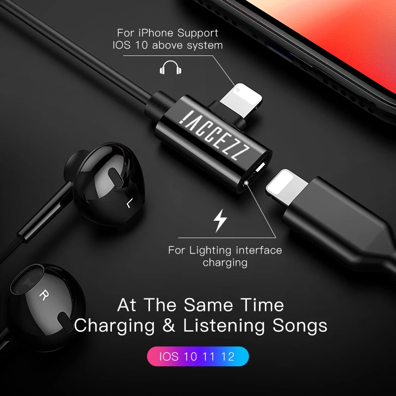  ACCEZZ 2 in 1 Magnetic In Ear EarPhones Lighting Adapter For Iphone XR X XS MAX Charging Listening For Iphone 8 7 Plus Headset