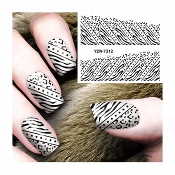 ZKO Nail Sticker Water Adhesive Foil Nail Art Decorations Tool Water Decals  Black Ladies Section Design Nail Sticker Makeup 7312