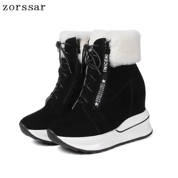 

Zorssar 2018 Winter Warm Fur Women Shoes Woman Snow Boots Ankle Platform Wedges boots Fashion Ladies suede Boot Black Footwear