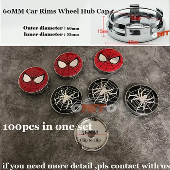 

100PCS/SET For Spider-Man logo badge Car Emblem Wheel Hub Rims Wheels Center Cover Wholesale price