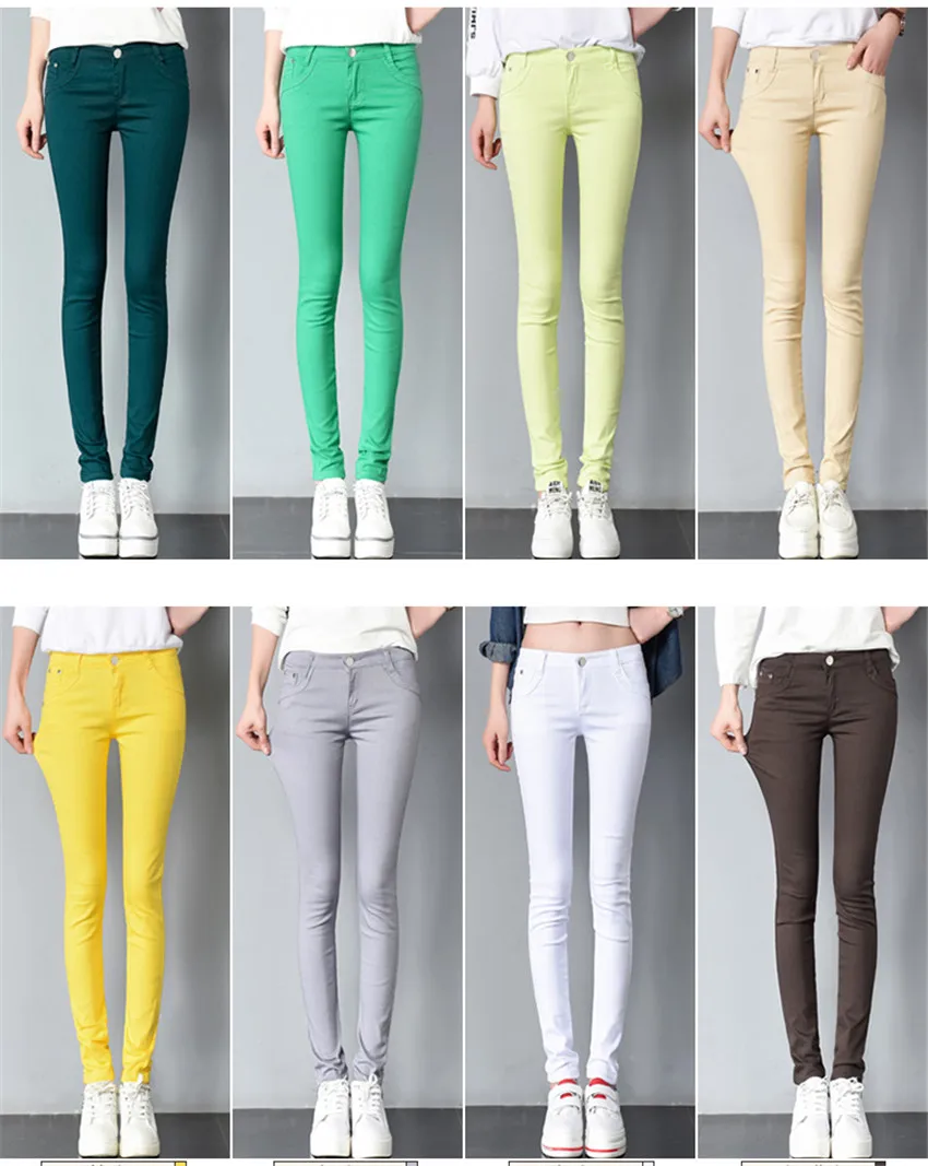 Весенние Женские базовые брюки размера плюс, повседневные брюки-карандаш, эластичные брюки для женщин, узкие женские джинсовые брюки, много цветов