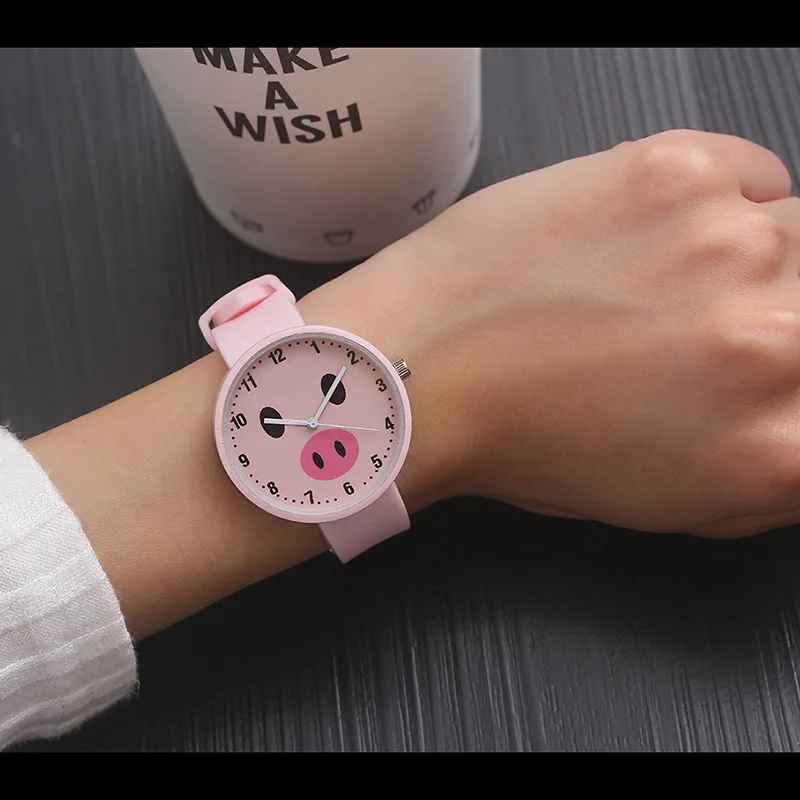 Silicone Dress Quartz WristWatch Kids Cute Pig Wrist Watches Children Watch Fashion Hours Gift For Girls Boys relogio infantil