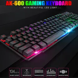 IMice Gaming Keyboard 104 колпачки светодиодный подсветкой Клавиатура геймера проводной USB компьютера keyboard Английский Русский клавиатуры для