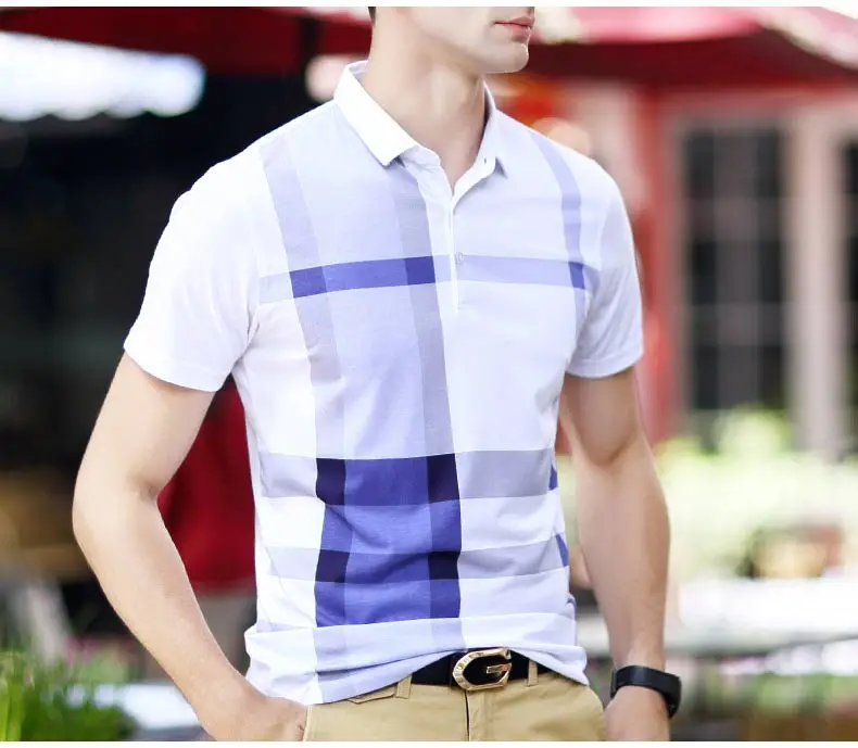 Марка mwxsd повседневная мужская клетчатая рубашка поло с коротким рукавом мужская Хлопковая полосатая рубашка поло для мужчин slim fit camisas polo