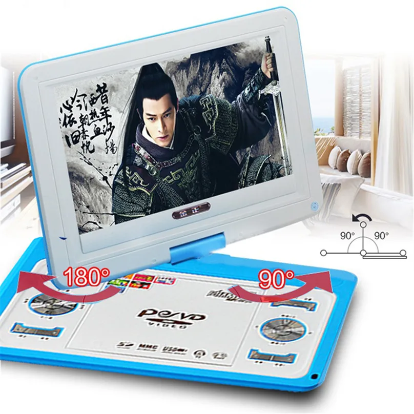 Портативный DVD плеер с большим HD экраном 14 дюймов поддержка карт и дисков MP3