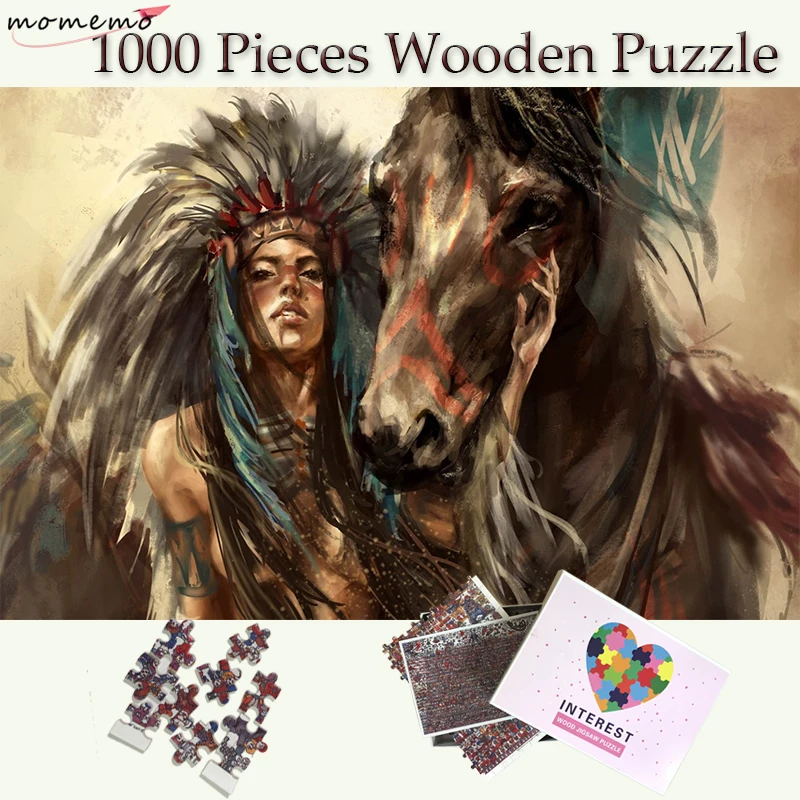 

Деревянный пазл MOMEMO Squaw and Horse для взрослых, пазл-головоломка на заказ, 1000 пазлов для детей и подростков, 1000 шт.