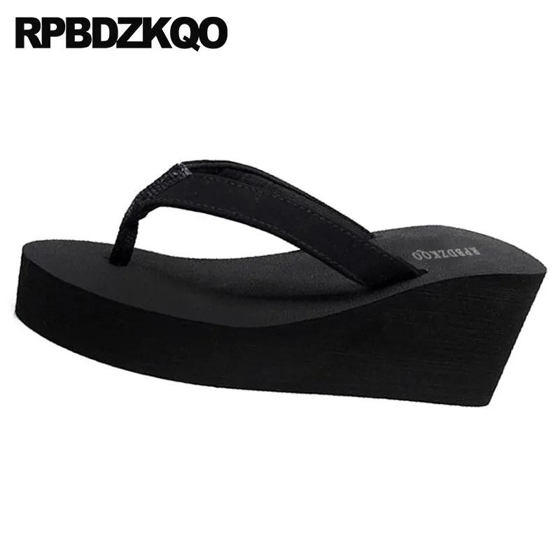 black platform flip flops