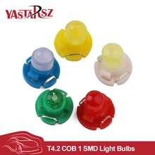 Bright 10 PCS T4.2 COB 1 SMD 12V Car LED Dashboard Winding Light Bulbs Instruments Panel Wedge Light Warning Indicator