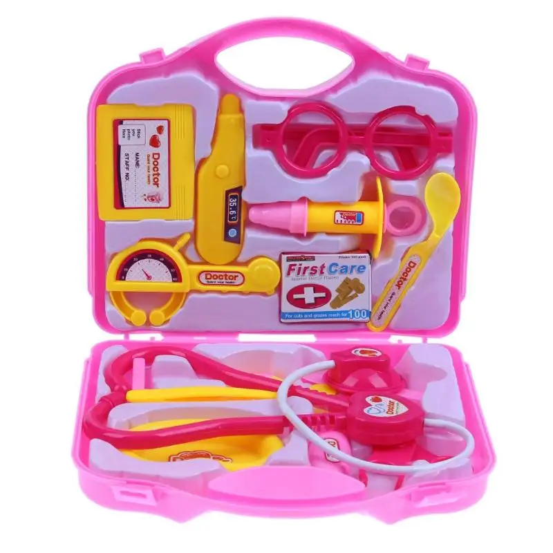 15pcs Pretend Doctor Toys Educational Doctor Nurse Role Children Pretend Play Toys Doctor Play Set Medical Kit Roleplay Toy Set - Цвет: Розовый