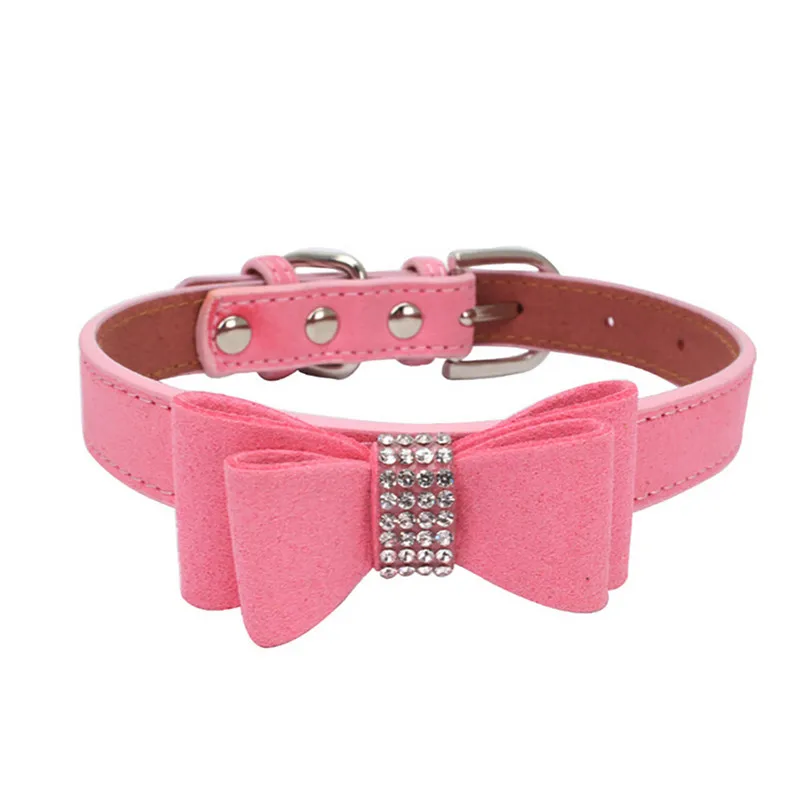 Fashion Cute collar for cats Exquisite Adjustable Bowknot Diamond Dog Pet Accessories pet Product Leash and Harnesses A14 (2)