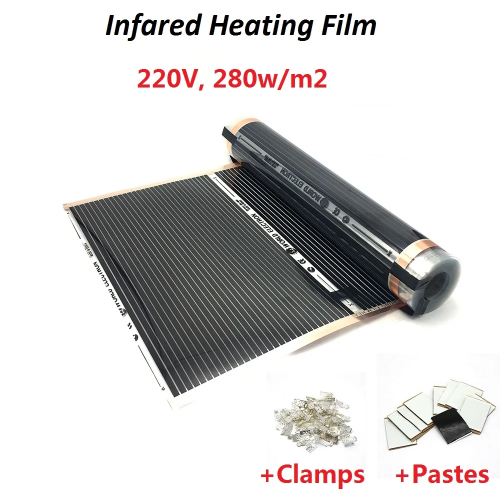 

MINCO HEAT AC220V 50cm Width 280w/m2 Infrared Carbon Underfloor Heating Film with Accessories