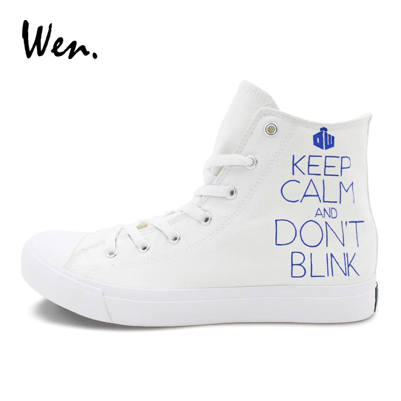 ون للجنسين الكبار تصميم اليد رسمت أحذية رياضية DW الشرطة مربع إبقاء الهدوء و لا وميض قماش أحذية رياضية الأبيض تزلج أحذية