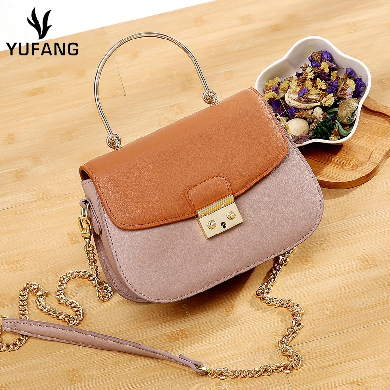 

YUFANG Women Messenger Bag Genuine Leather Female Shoulder Bag Real Cow Leather Crossbody Bag Female Trendy Handbags Tote