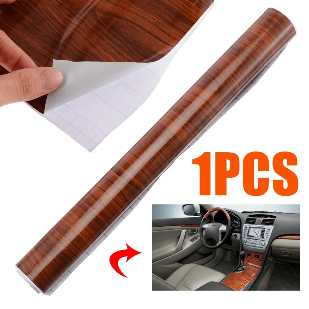Mayitr 1pc 100 x 30cm High Glossy Wood Grain Vinyl Sticker Car Interior