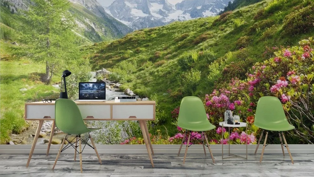 wall-murals-styles-themes-alpine-roses-on-a-high-mountain-stream