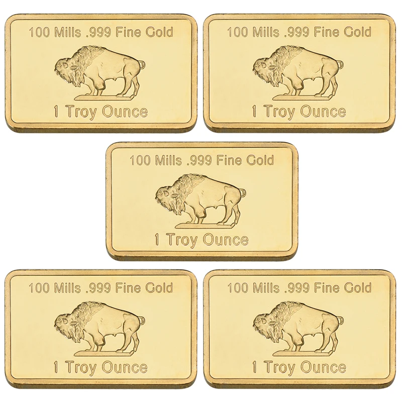 WR 999 Gold One Troy unce Atlantis Mint 24k чистое золото буйвол слиток бар с бесплатной капсулой 5 шт