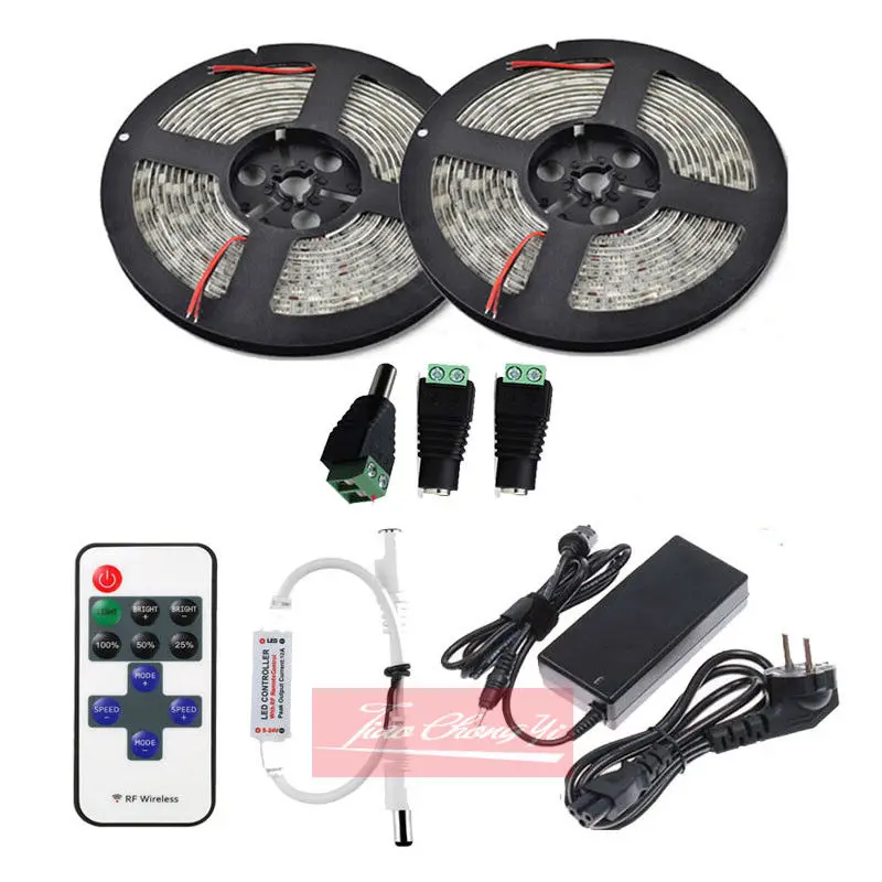 #Best 5M 10M IP65 Waterproof LED strip 2835 5630 60leds m white warm white +RF Remote +Power supply