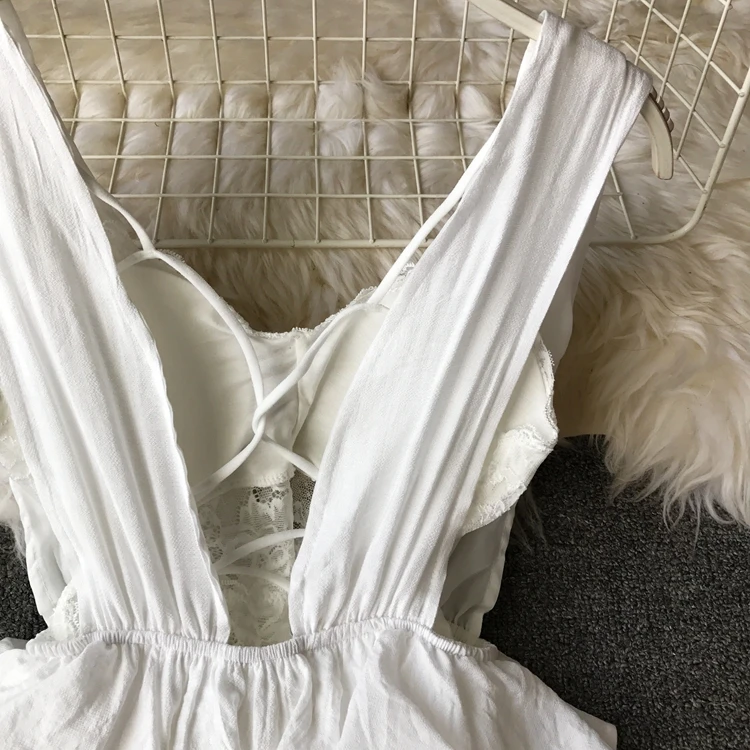 Летнее сексуальное платье с v-образным воротом, без бретелек Плиссированное длинное платье Для женщин для отпуска, в богемном стиле длинное пляжное платье