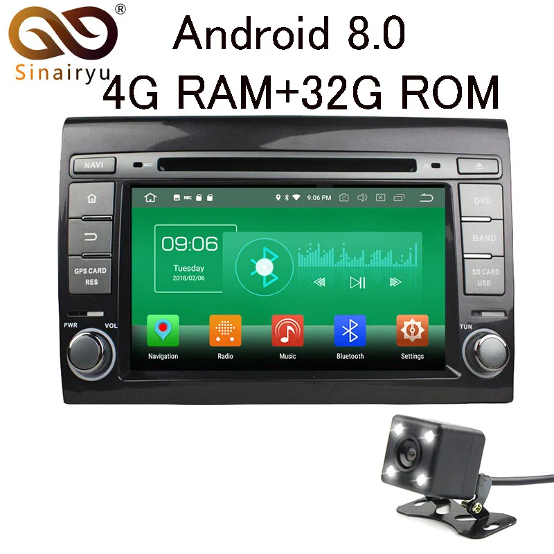 

Sinairyu Android 8.0 8 Core 4G RAM Car DVD GPS For Fiat BRAVO 2007 2008 2009 2010 2011 2012 WIFI Autoradio Multimedia Stereo