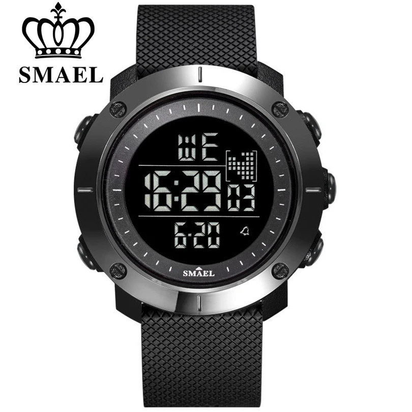 SMAEL Brand Men's Sport Watches LED Digital Watch Men Wrist Watch Black Alarm Countdown Stop Watches For Men Relogio Masculino