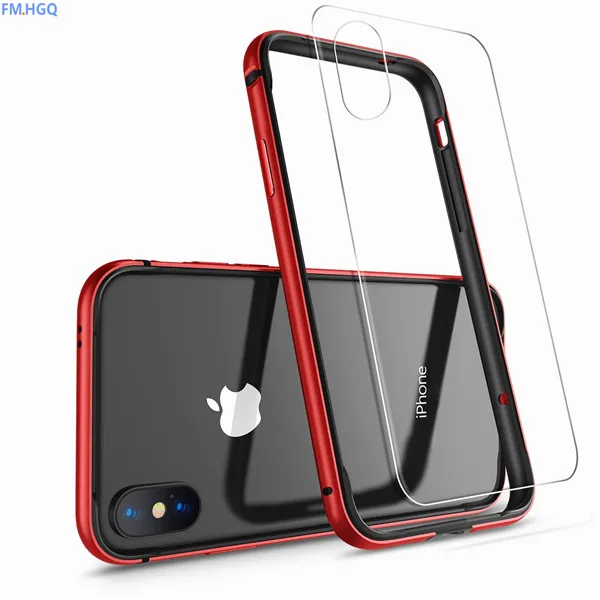 Красный Для iPhone X случае алюминий ТПУ Гибридный противоударный бампер для iPhone X Coque(включая задняя Экран протектор - Цвет: Красный