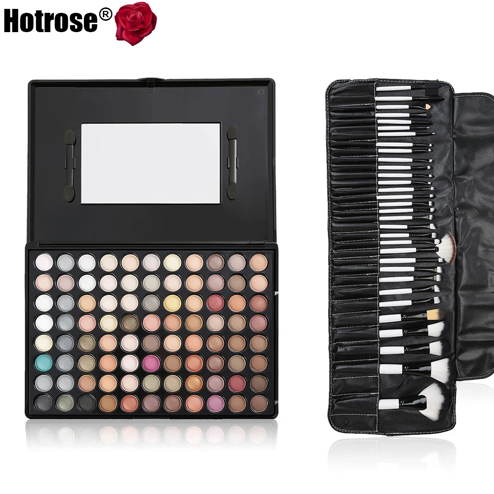 Hotrose 32pcs Makeup Cosmetic Brushes Kit with Full 88 Colors